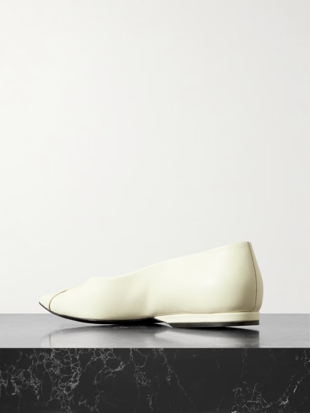 Barsi White Leather Ballet Flats size 39 - Loulou de Saison - Picture 4 of 14